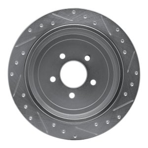Lincoln Town Car Brake Rotor (1) - Rear Left - R1 Concepts - Drilled & Slotted - Silver - `03-`11